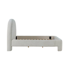 Nina Bed Frame in Ecru variant side view - upholstered bed frame by LH Imports - Whats New Furniture Portland OR