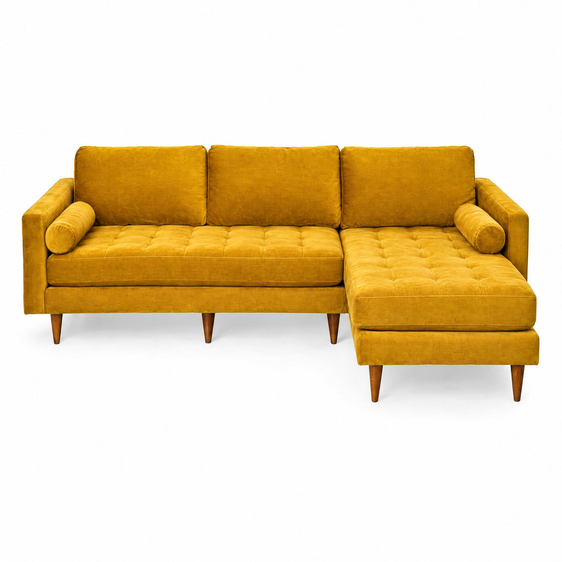 Stanton Nirvana sofa chaise in Vintage Saffron fabric, front view