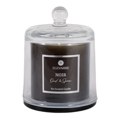 Noir Oud &amp; Spice Cloche Candle, 6 oz front view - scented candle by Elevarre by Sagebrook Home - Whats New Furniture Portland OR