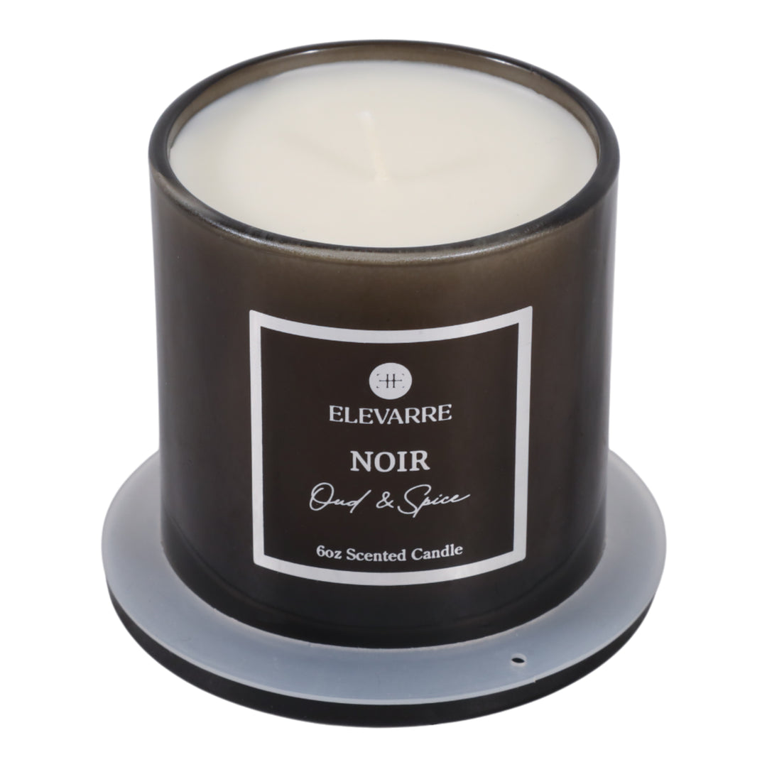 Noir Oud &amp; Spice Cloche Candle, 6 oz top view - scented candle by Elevarre by Sagebrook Home - Whats New Furniture Portland OR