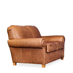 Rolled Arm Leather Loveseat - Whats New Furniture - Portland, Oregon