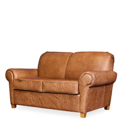 Rolled Arm Leather Loveseat - Whats New Furniture - Portland, Oregon