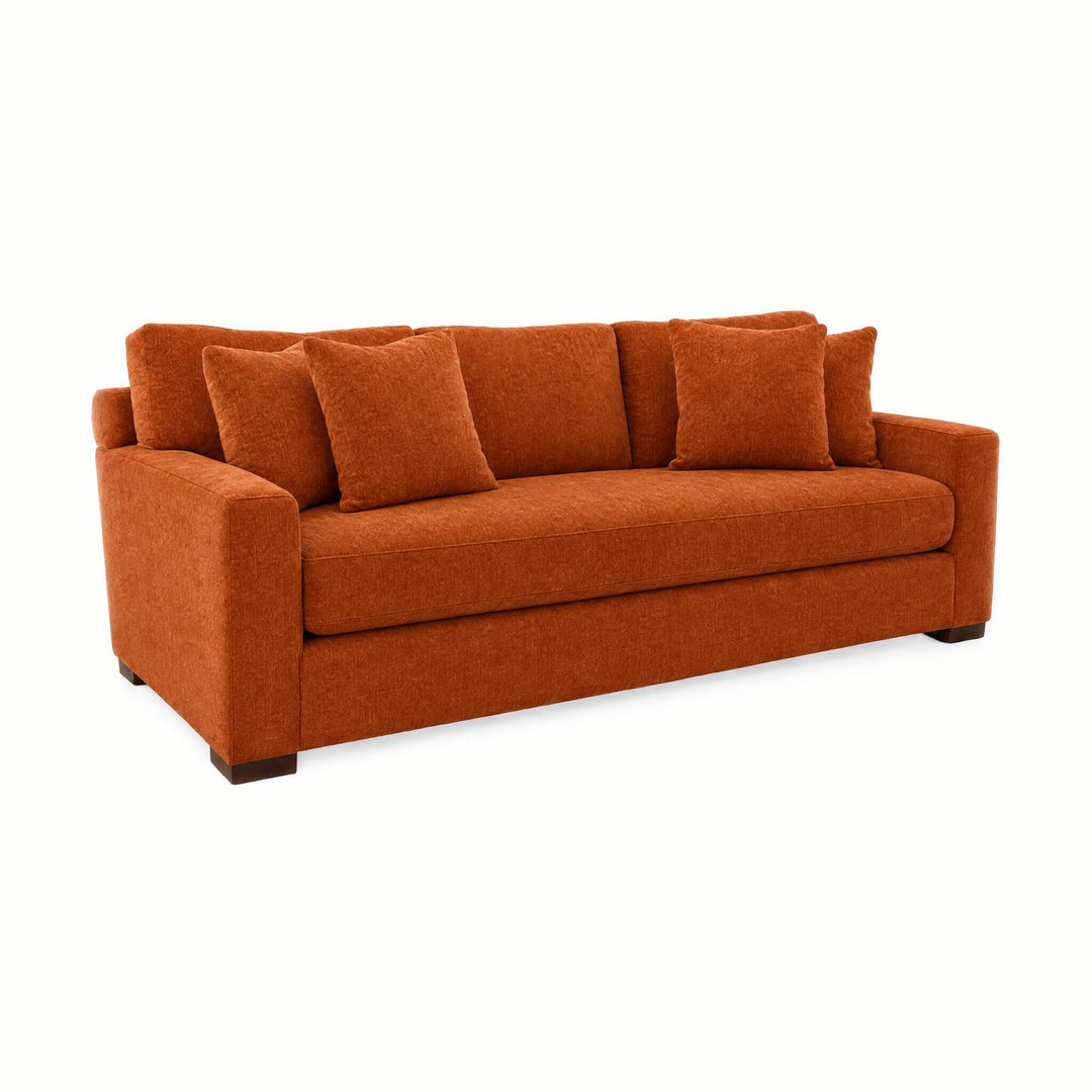 Nova Sofa in Lush Papaya - studio three-quarter view - Stanton - Whats New Furniture Portland OR