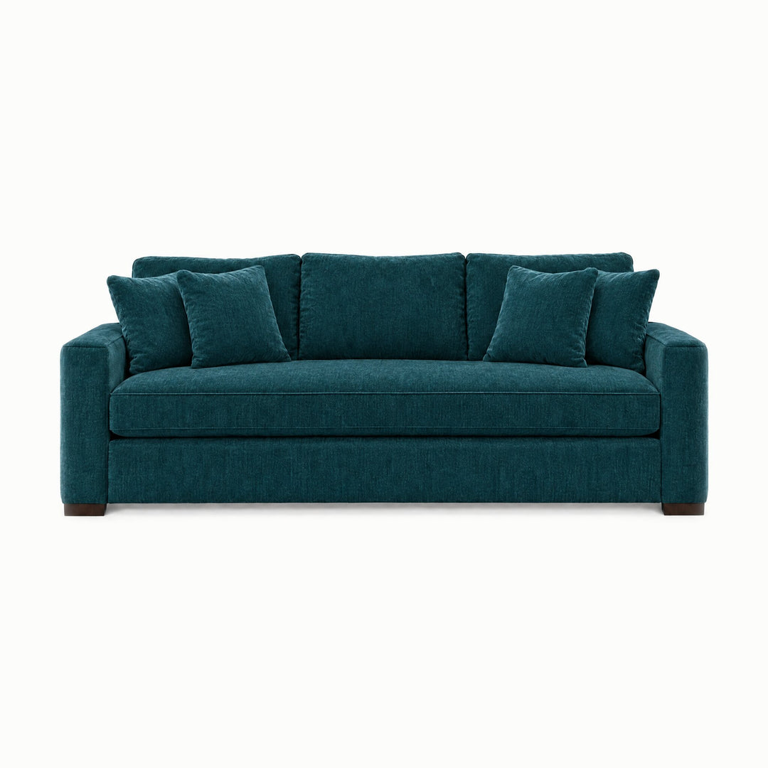Nova Sofa in Lush Turquoise - studio front view - Stanton - Whats New Furniture Portland OR