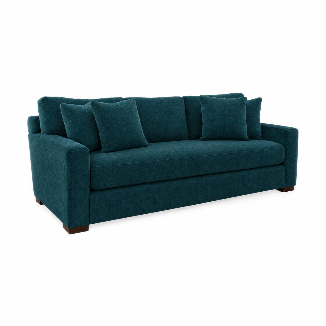 Nova Sofa in Lush Turquoise - studio three-quarter view - Stanton - Whats New Furniture Portland OR
