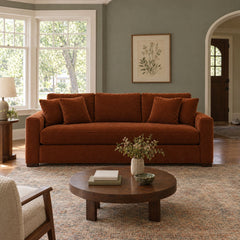 Nova Sofa in Marquis Rust in a styled 1930s SW Portland Tudor cottage living room - Whats New Furniture Portland OR