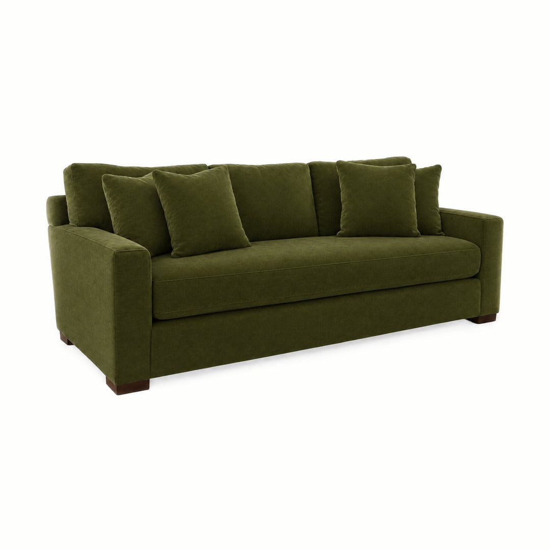 Nova Sofa in Vintage Moss - studio three-quarter view - Stanton - Whats New Furniture Portland OR