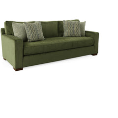 Nova Sofa in Lush Spinach three-quarter angle with throw pillows - Stanton - Whats New Furniture Portland OR