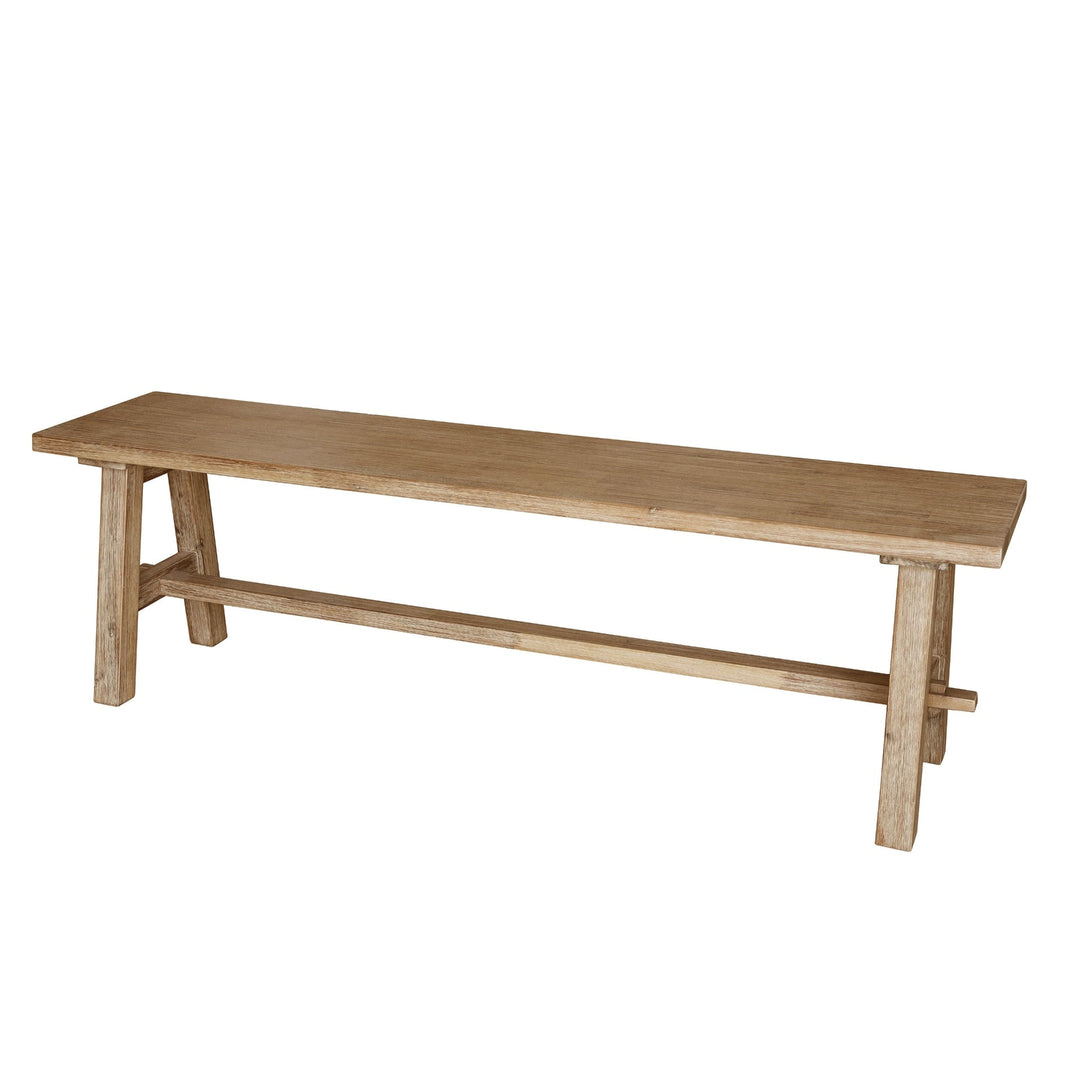 Bedford KD 59" Bench "A" Base in Brushed Smoke, angled studio view - Whats New Furniture
