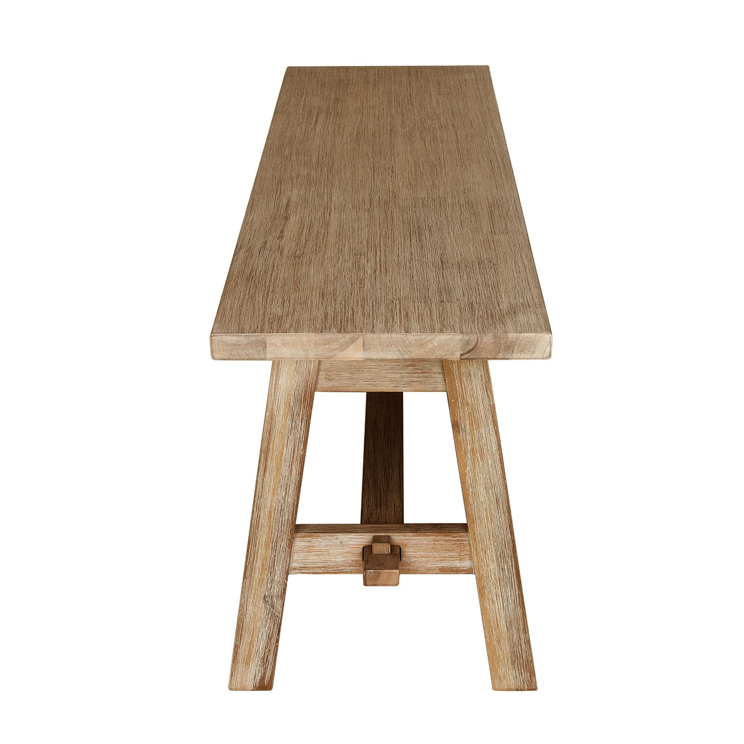 Bedford KD 59" Bench "A" Base in Brushed Smoke, end studio view - Whats New Furniture