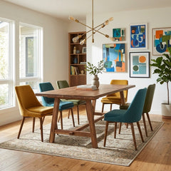 Bedford KD 79" Rect. Dining Table "A" Base styled in a bright Portland mid-century modern dining room - Whats New Furniture