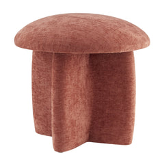 Cielo Chenille Ottoman in Millburry Coral front studio view - Whats New Furniture Portland OR