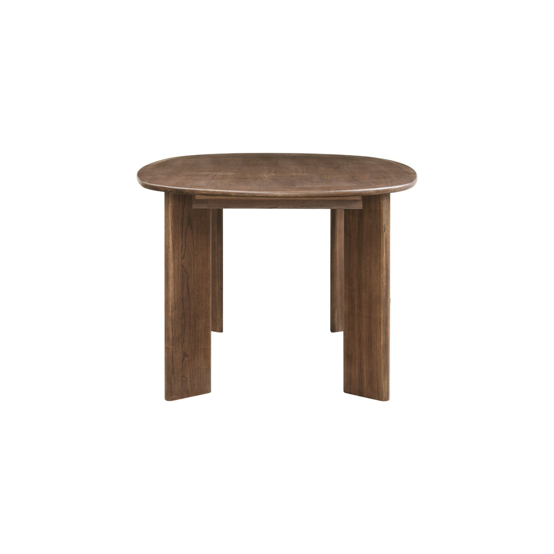 Drego Oval Dining Table in Dark Walnut, end view - Whats New Furniture