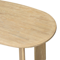 Drego Oval Dining Table in Natural Whitewash, rounded edge and leg detail - Whats New Furniture