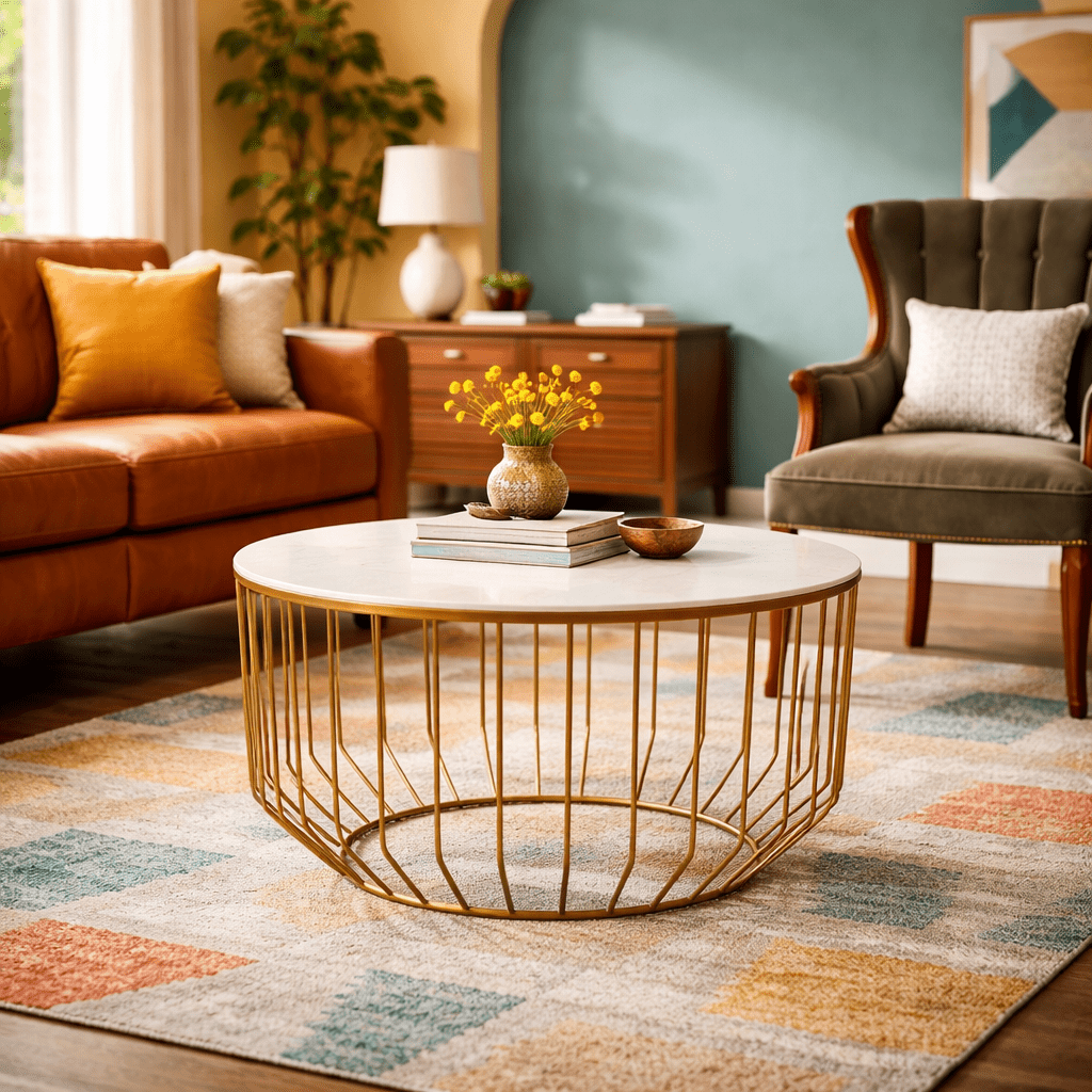 Faux Shagreen Round Coffee Table (2) - What&