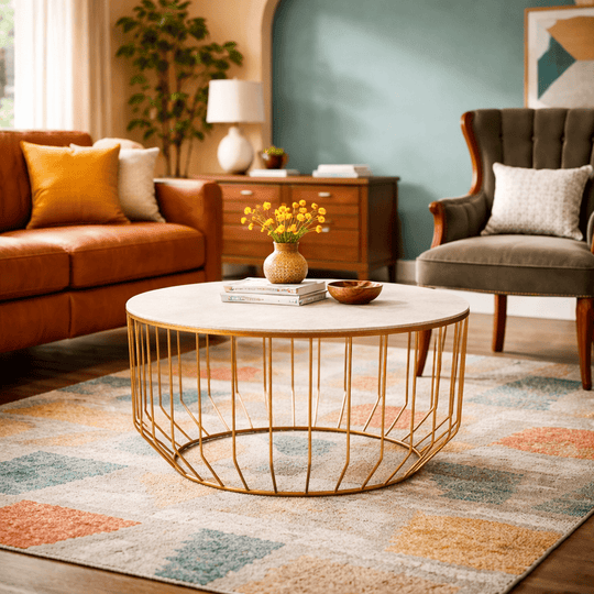 Faux Shagreen Round Coffee Table - What&