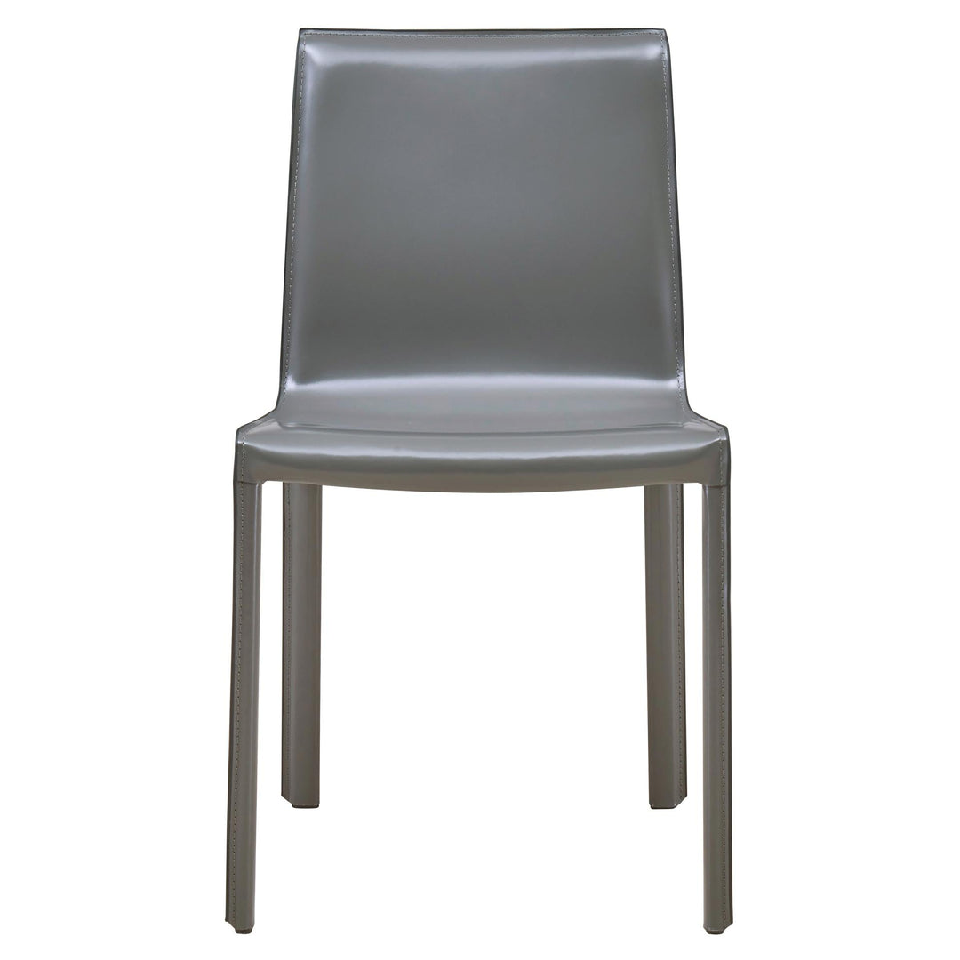 Gervin Chair Anthracite recycled leather dining chair - straight-on front view