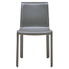 Gervin Chair Anthracite recycled leather dining chair - straight-on front view