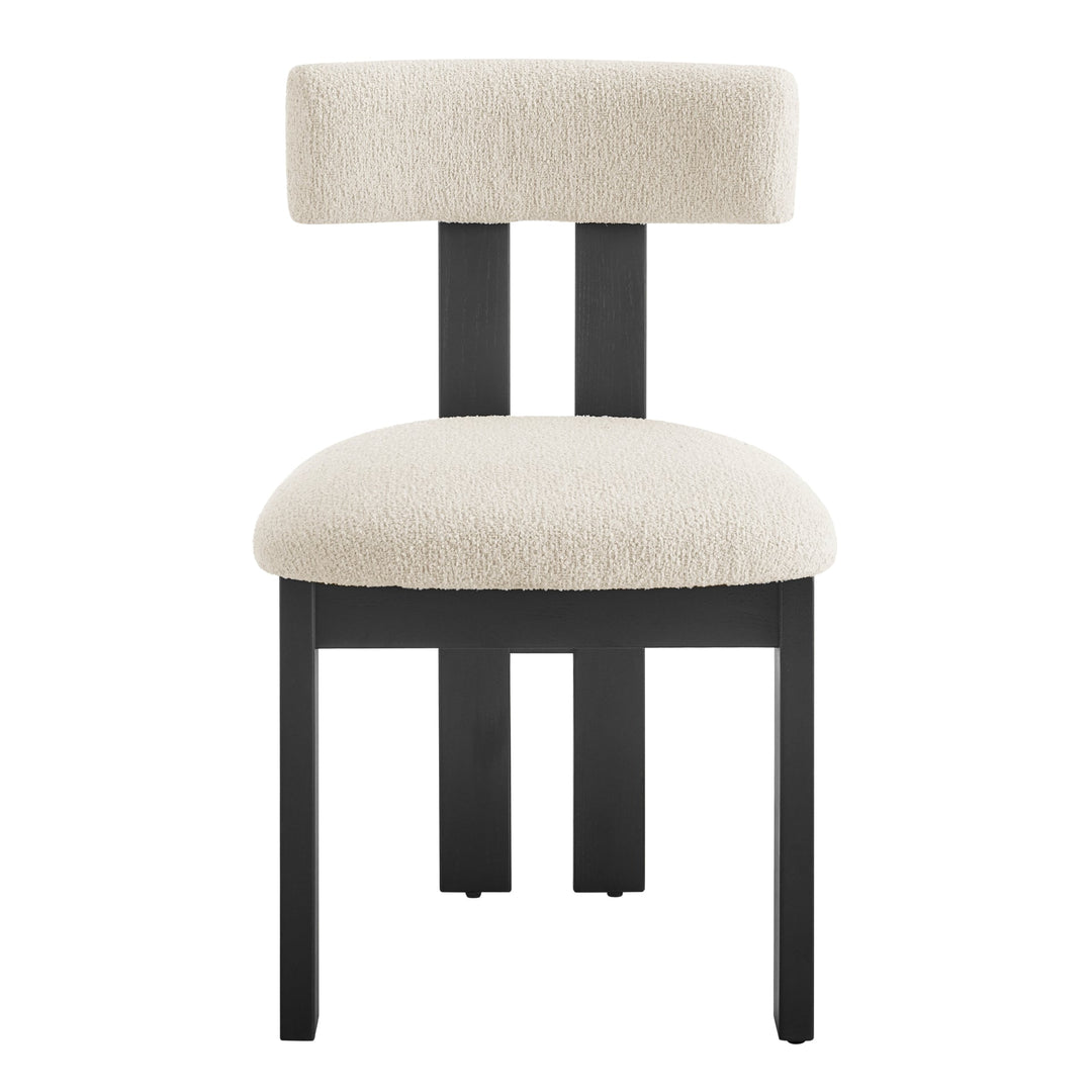 Hailey Dining Side Chair in Black-Palladian Beige - front angle - mid-century modern dining chairs - Whats New Furniture Portland OR