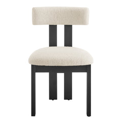 Hailey Dining Side Chair in Black-Palladian Beige - front angle - mid-century modern dining chairs - Whats New Furniture Portland OR