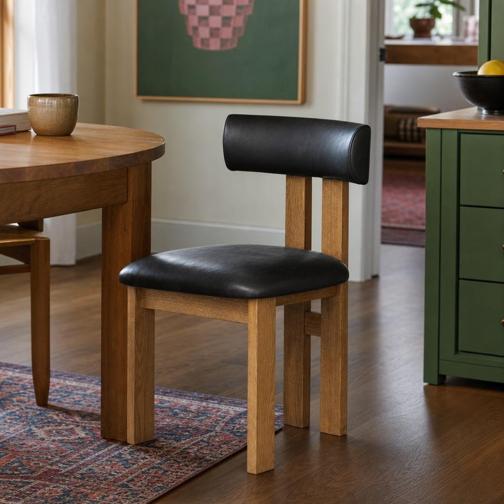 Hailey Dining Side Chair in Casa Black, dining chair beside a wood table in a Portland home - Whats New Furniture