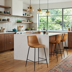 Jayden Counter Stool styled in a bright Portland mid-century modern interior - Whats New Furniture