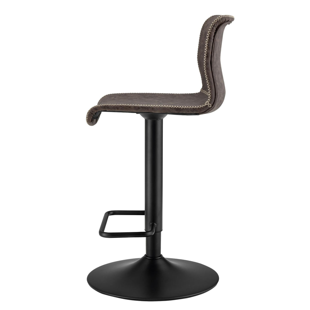 Jayden Low Back Gaslift Swivel Bar Stool in Vintage Coffee Brown, side view - Whats New Furniture