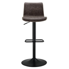 Jayden Low Back Gaslift Swivel Bar Stool in Vintage Coffee Brown, front view - Whats New Furniture