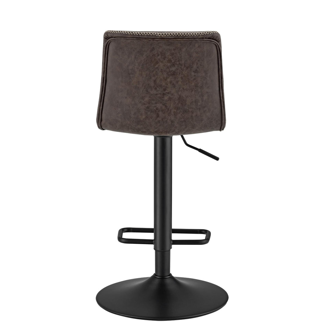 Jayden Low Back Gaslift Swivel Bar Stool in Vintage Coffee Brown, back view - Whats New Furniture