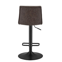 Jayden Low Back Gaslift Swivel Bar Stool in Vintage Coffee Brown, back view - Whats New Furniture