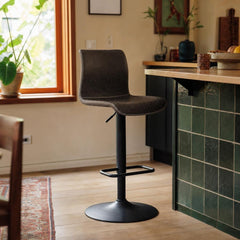 Jayden Low Back Gaslift Swivel Bar Stool in Vintage Coffee Brown, adjustable bar stool at a kitchen counter in a Portland home - Whats New Furniture