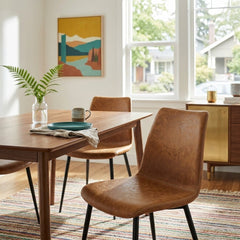 Jayden PU Dining Chair styled in a bright Portland mid-century modern interior - Whats New Furniture