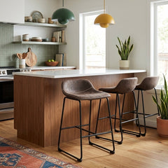 Leighton Counter Stool styled in a bright Portland mid-century modern kitchen - Whats New Furniture