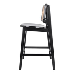 Maury Counter Stool w/ Rattan in Black - side profile - mid-century modern counter stools - Whats New Furniture Portland OR