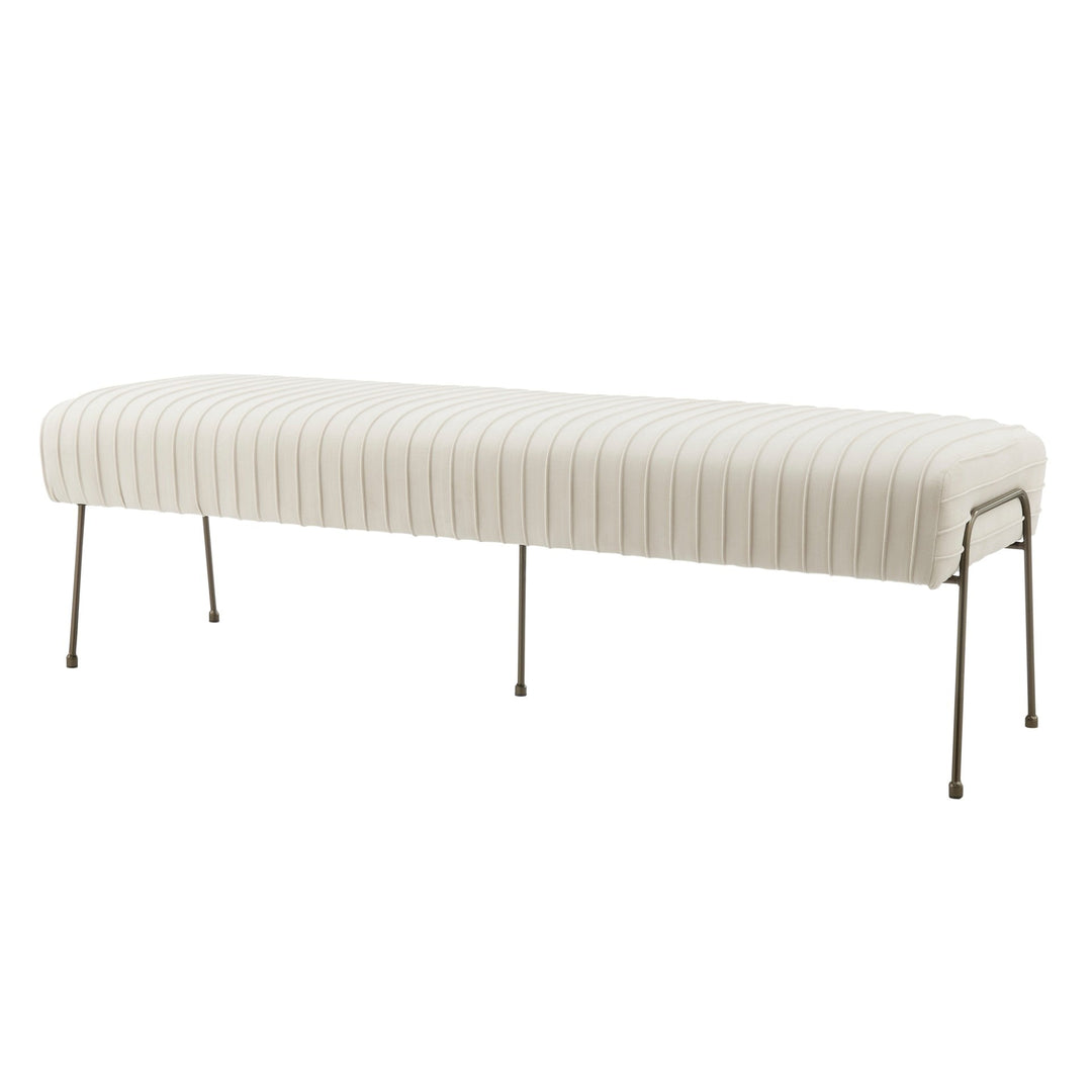 Merritt Velvet Pleated Bench in Dulce Sand - Dulce Sand velvet pleated bench by NPD - Whats New Furniture Portland OR