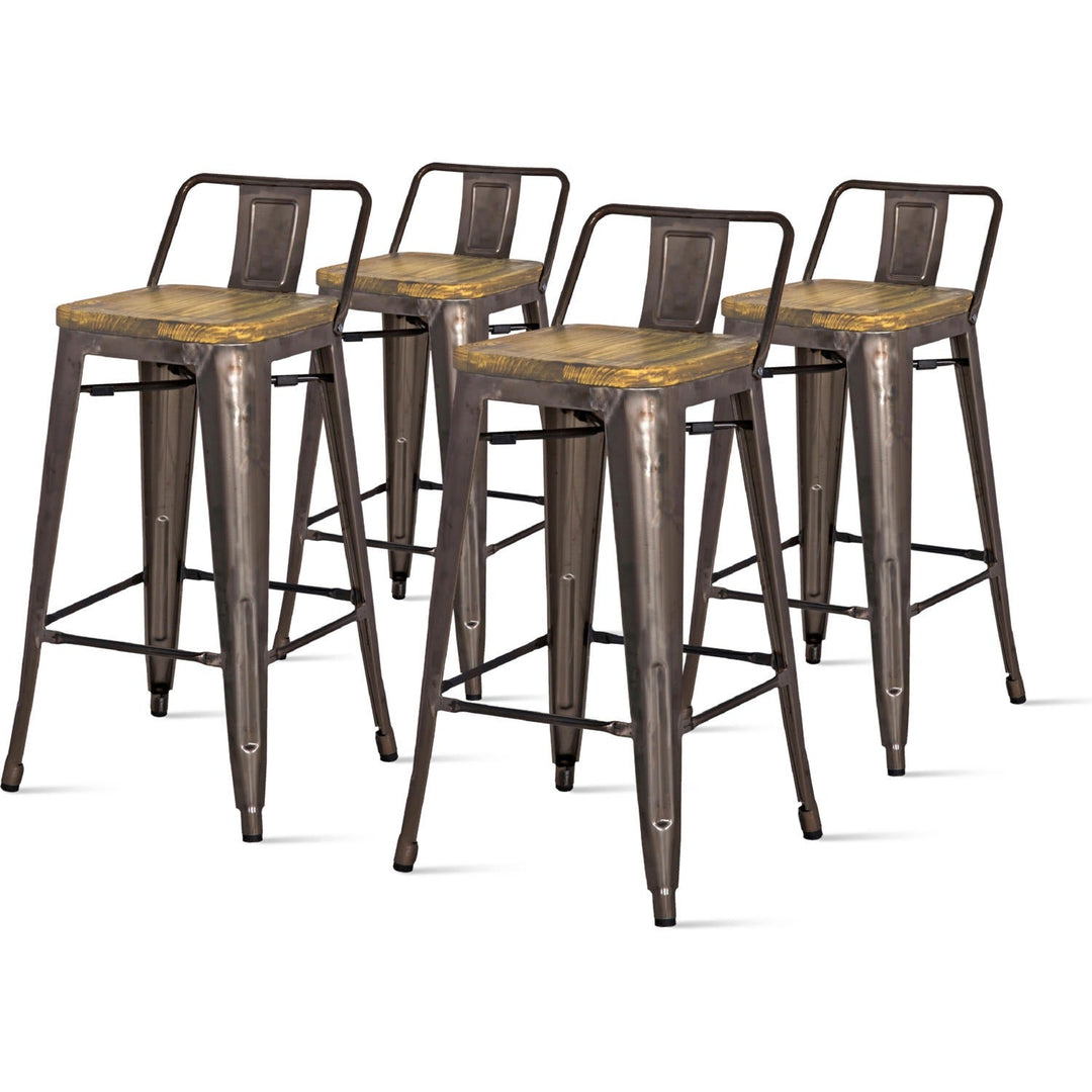 Metropolis Counter Stool Low Back in Gunmetal - mid-century modern industrial bar stool - Whats New Furniture Portland OR