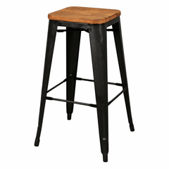 Metropolis Wood Seat Backless Bar Stool - What&