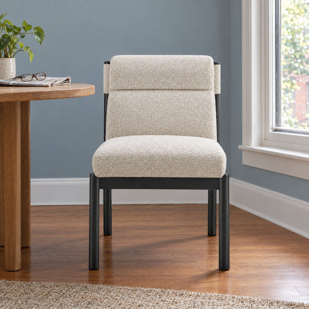 Micah Dining Side Chair in Palladian Beige in a styled Portland dining room - Whats New Furniture Portland OR