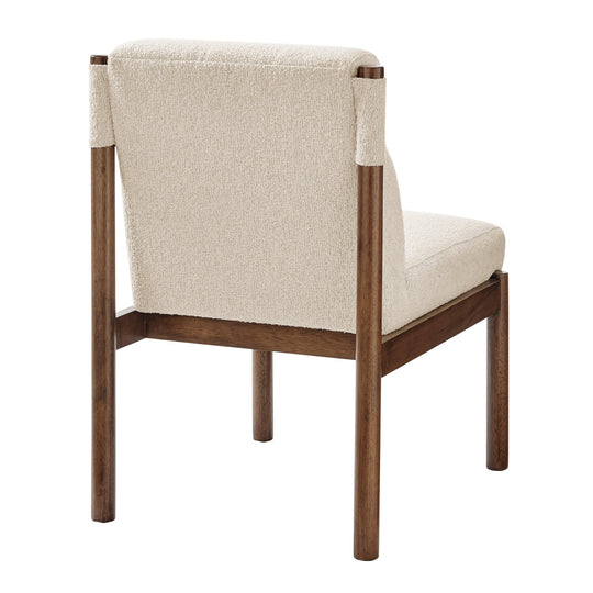 Micah Boucle Dining Side Chair in Palladian Beige back three-quarter angle - What&