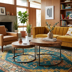Otto Nesting Coffee Table styled in a bright Portland mid-century modern living room - Whats New Furniture