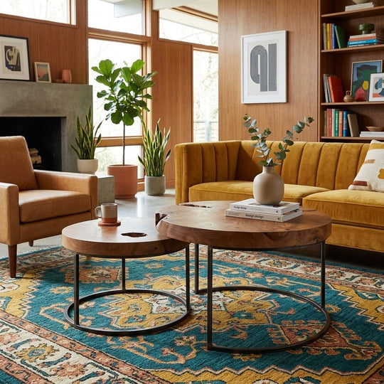 Otto Nesting Coffee Table styled in a bright Portland mid-century modern living room - Whats New Furniture