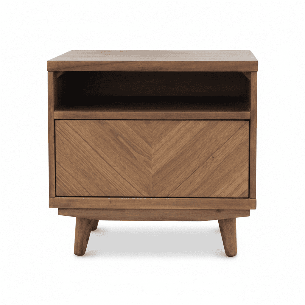 Piero KD Chevron Nightstand/Side Table - side angle - mid-century modern nightstands - Whats New Furniture Portland OR
