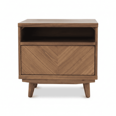 Piero KD Chevron Nightstand/Side Table - side angle - mid-century modern nightstands - Whats New Furniture Portland OR