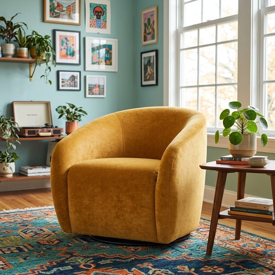 Regina Velvet Swivel Arm Chair - Lifestyle - What&