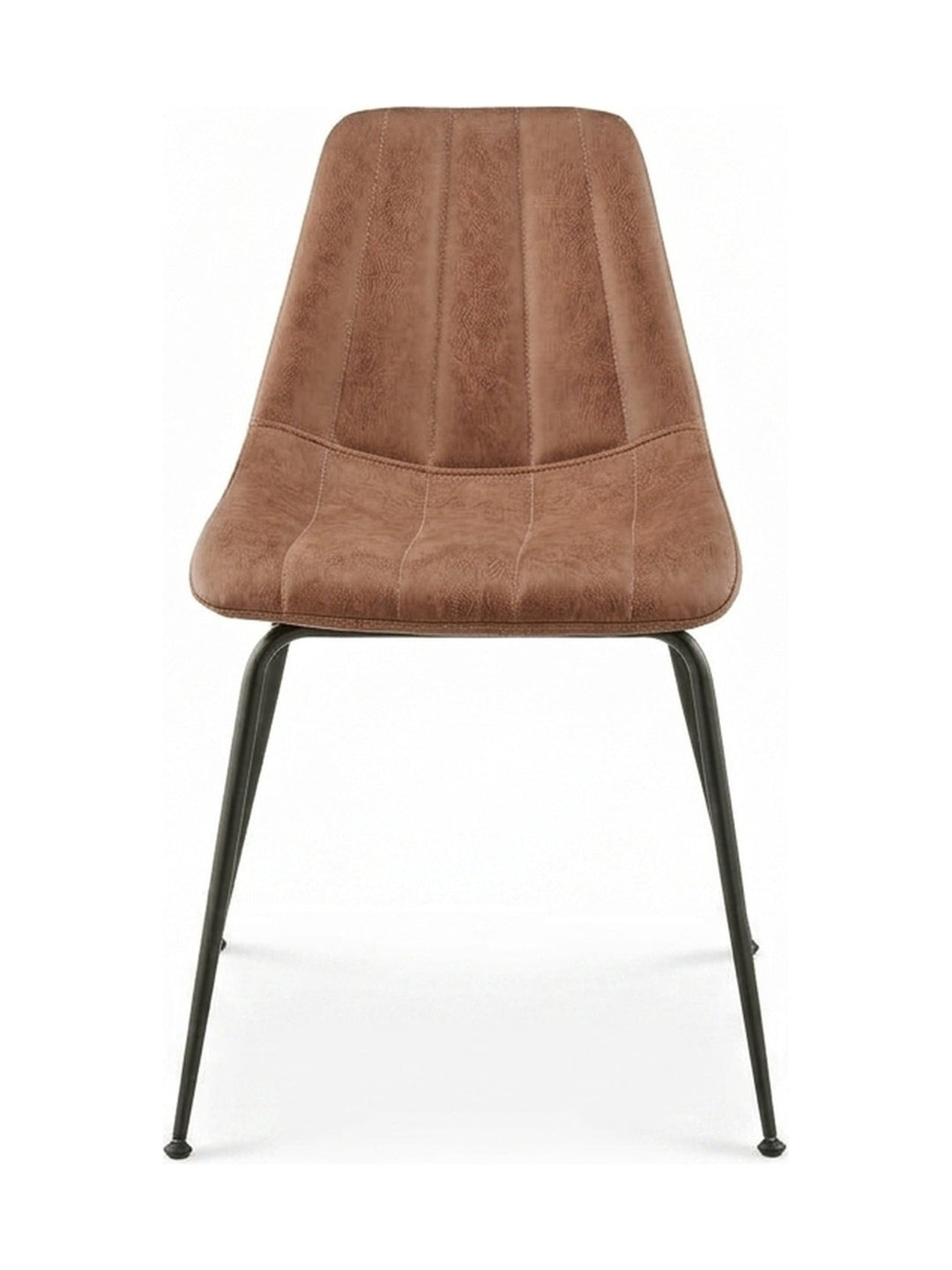 Robert KD Faux Leather Dining Side Chair in Umber Brown front view - dining chair by NPD - Whats New Furniture Portland OR