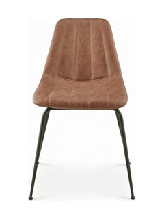 Robert KD Faux Leather Dining Side Chair in Umber Brown front view - dining chair by NPD - Whats New Furniture Portland OR