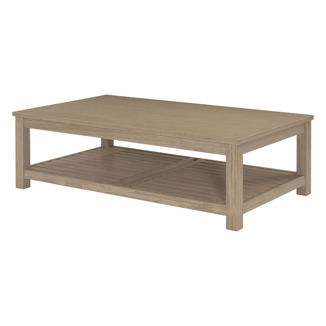 Tiburon KD Coffee Table in Drifted Sand pale acacia - angled studio - What&