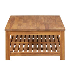 Tiburon KD Coffee Table in warm amber acacia - angled studio - What&