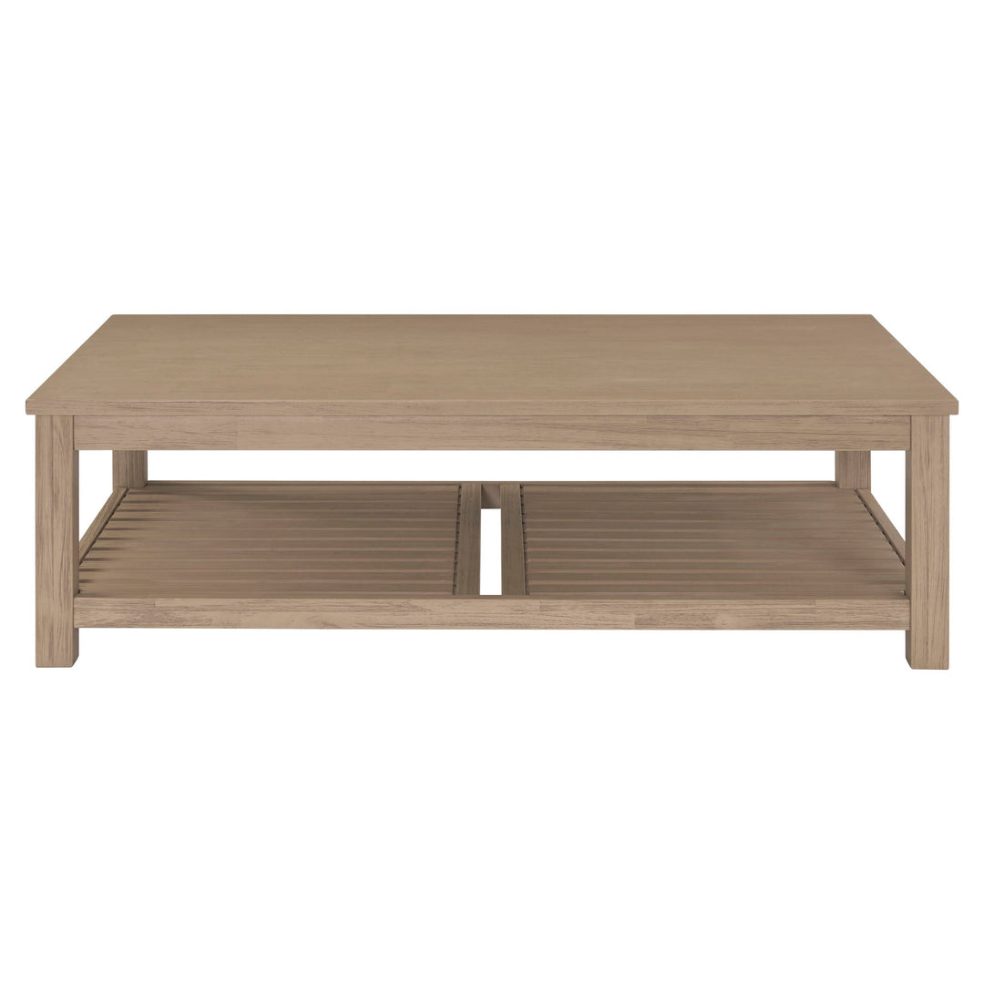 Tiburon KD Coffee Table in Drifted Sand pale acacia - front studio - What&