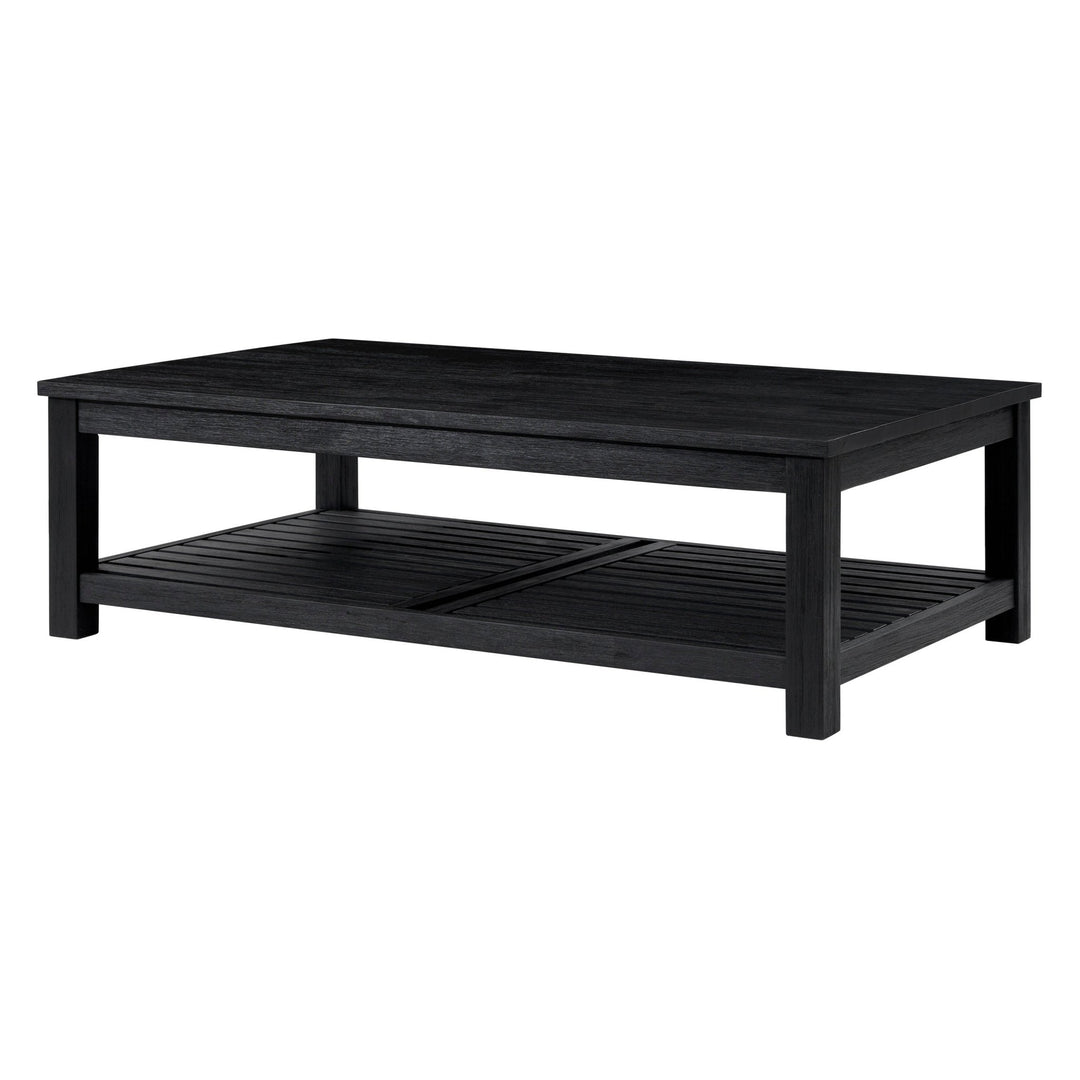 Tiburon KD Coffee Table in Alto Black solid acacia - detail studio - What&